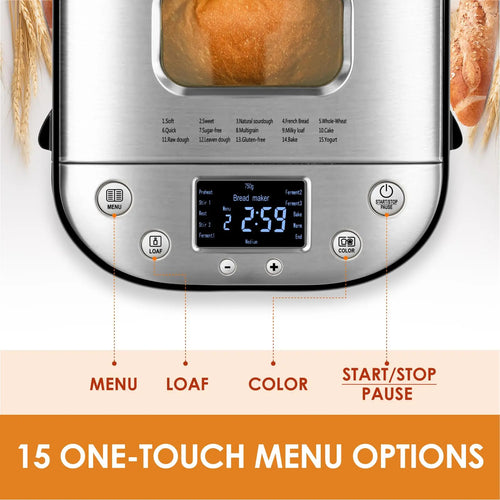 15 in 1 Stainless Steel Automatic Bread Maker